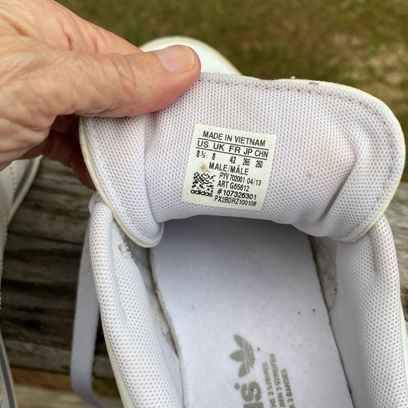 Mens Adidas White Tennis Shoes Size 8 1/2 - Picture 4 of 8